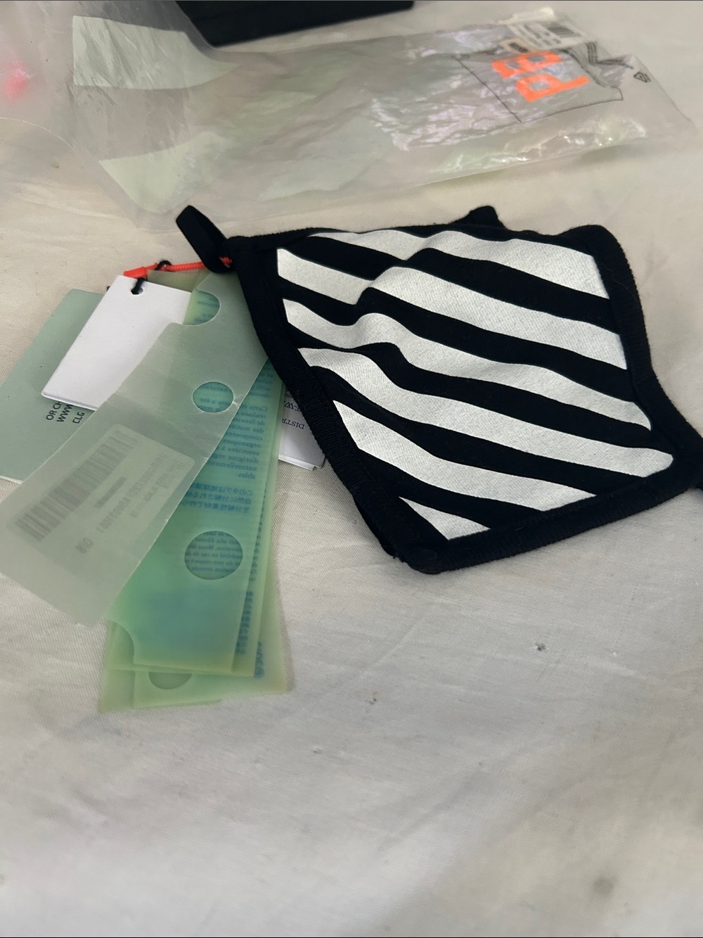 Off-White Black and White Striped Face Mask